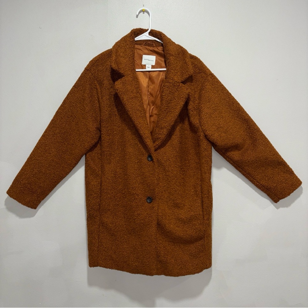 Daily/Ritual Women's Long Jacket Size M Brown/Rust Teddy Cozy Coat